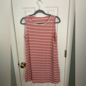 Pink and white striped tank dress. New!